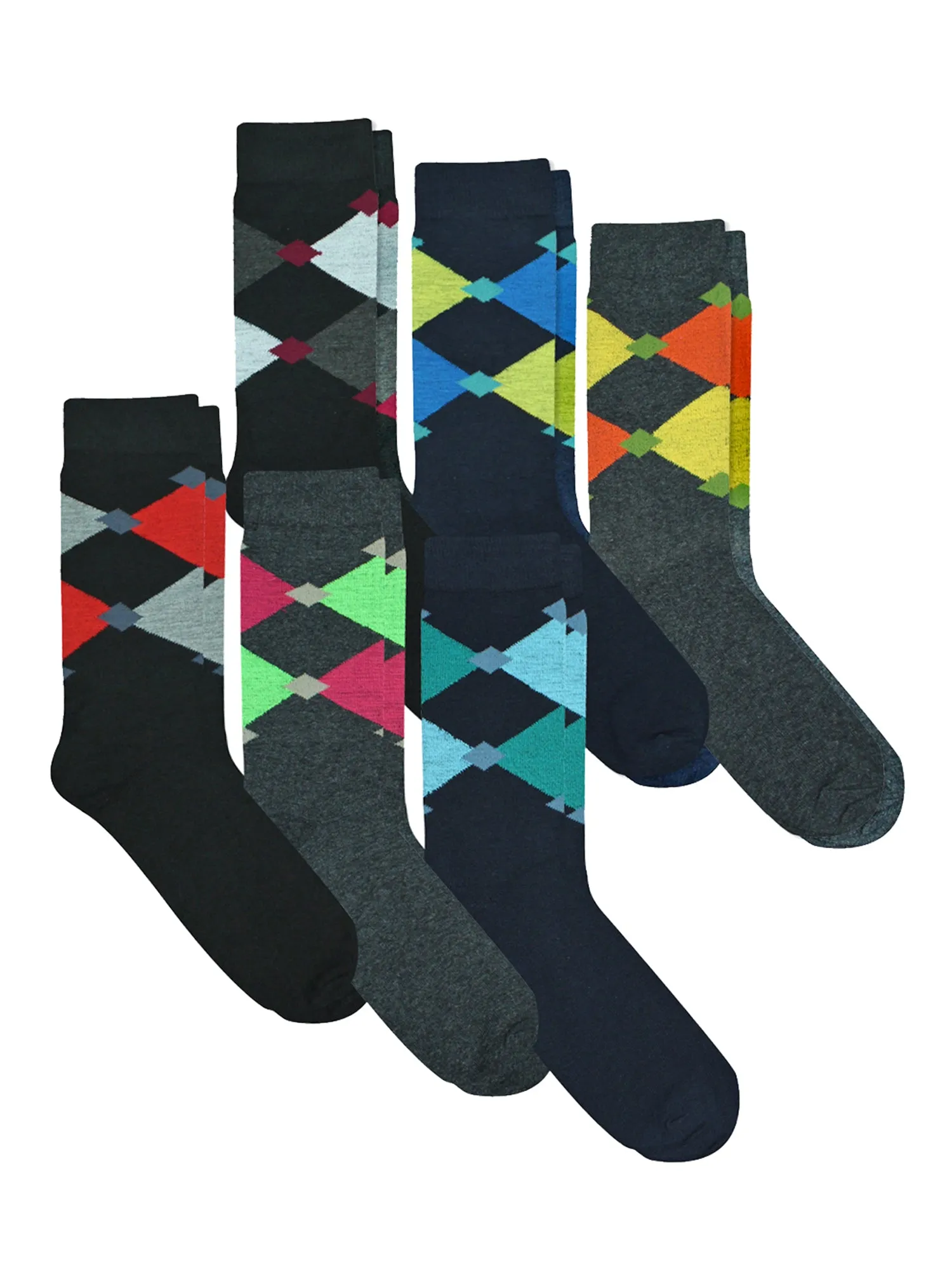 Men's 6 Pair Pack Classic Argyle Dress Socks Bundle