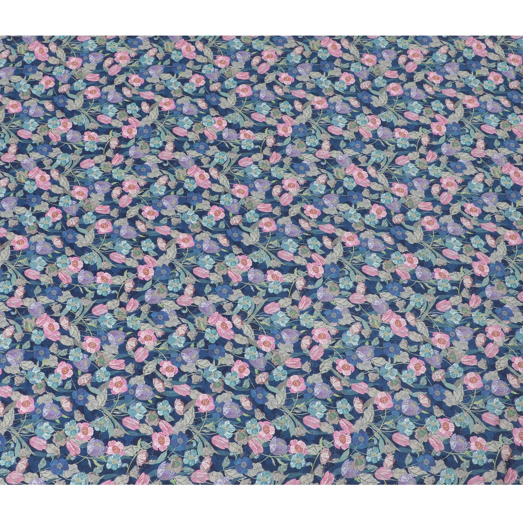 Midnight Garden Viscose Crepe Fabric - 110cm Wide - Enchanting Florals for Evening Wear - Buy Online-D18228