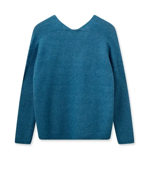 Mos Mosh Thora V-Neck Knit - Bluesteel