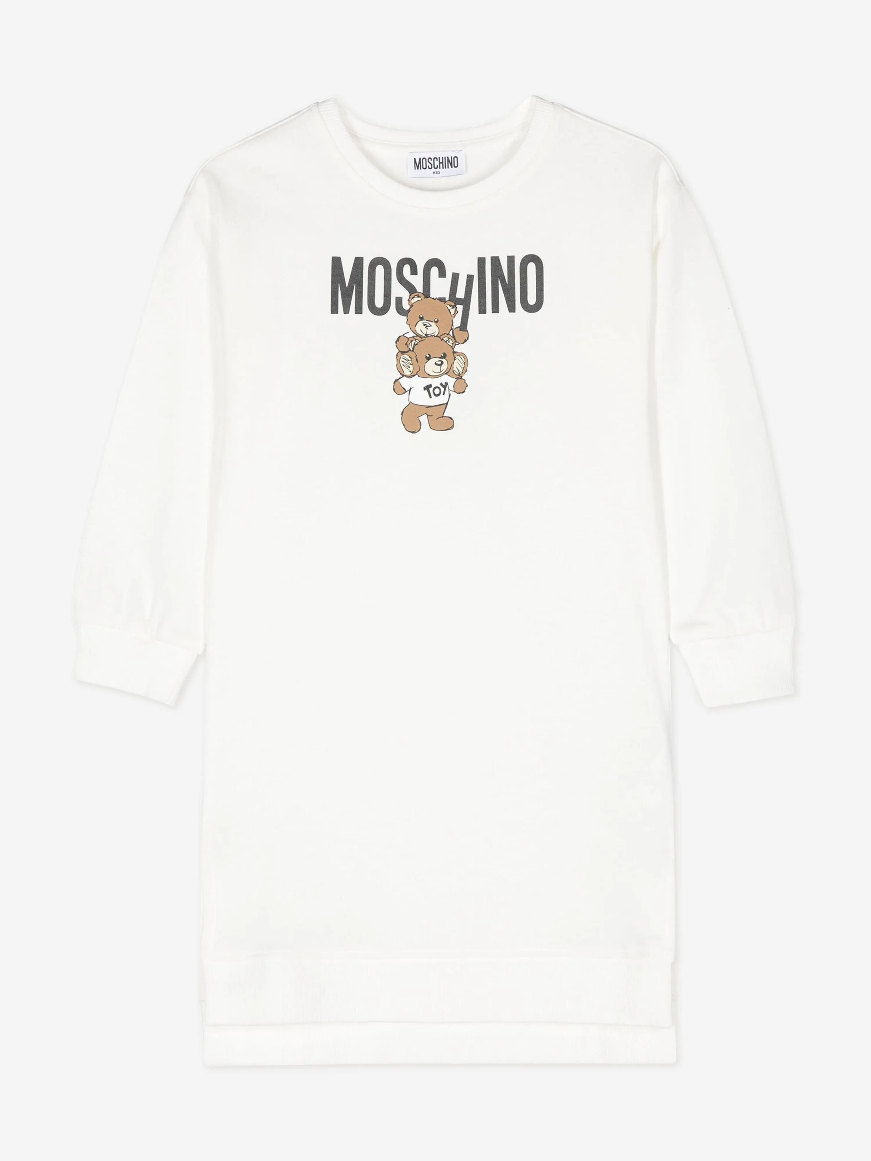 Moschino Girls Bear Logo Sweater Dress in Ivory