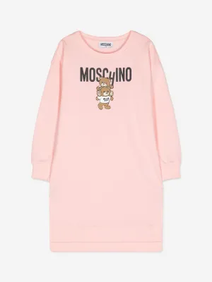 Moschino Girls Bear Logo Sweater Dress in Pink