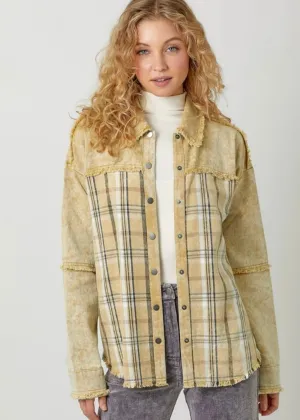 Mustard Washed Plaid Jacket