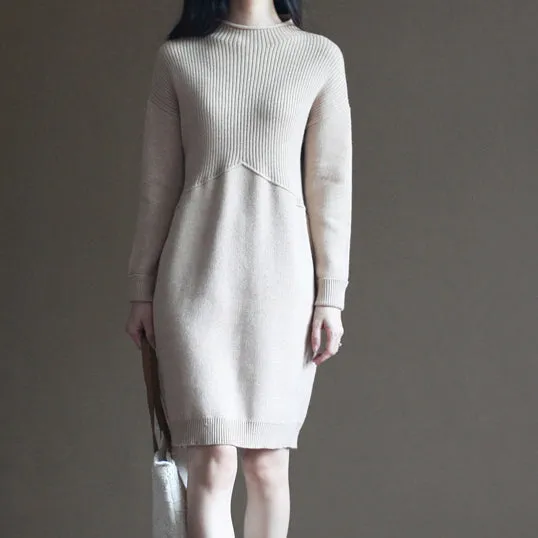 nude winter casual the rabbit wool blended knit dresses loose vintage patchwork sweater dress