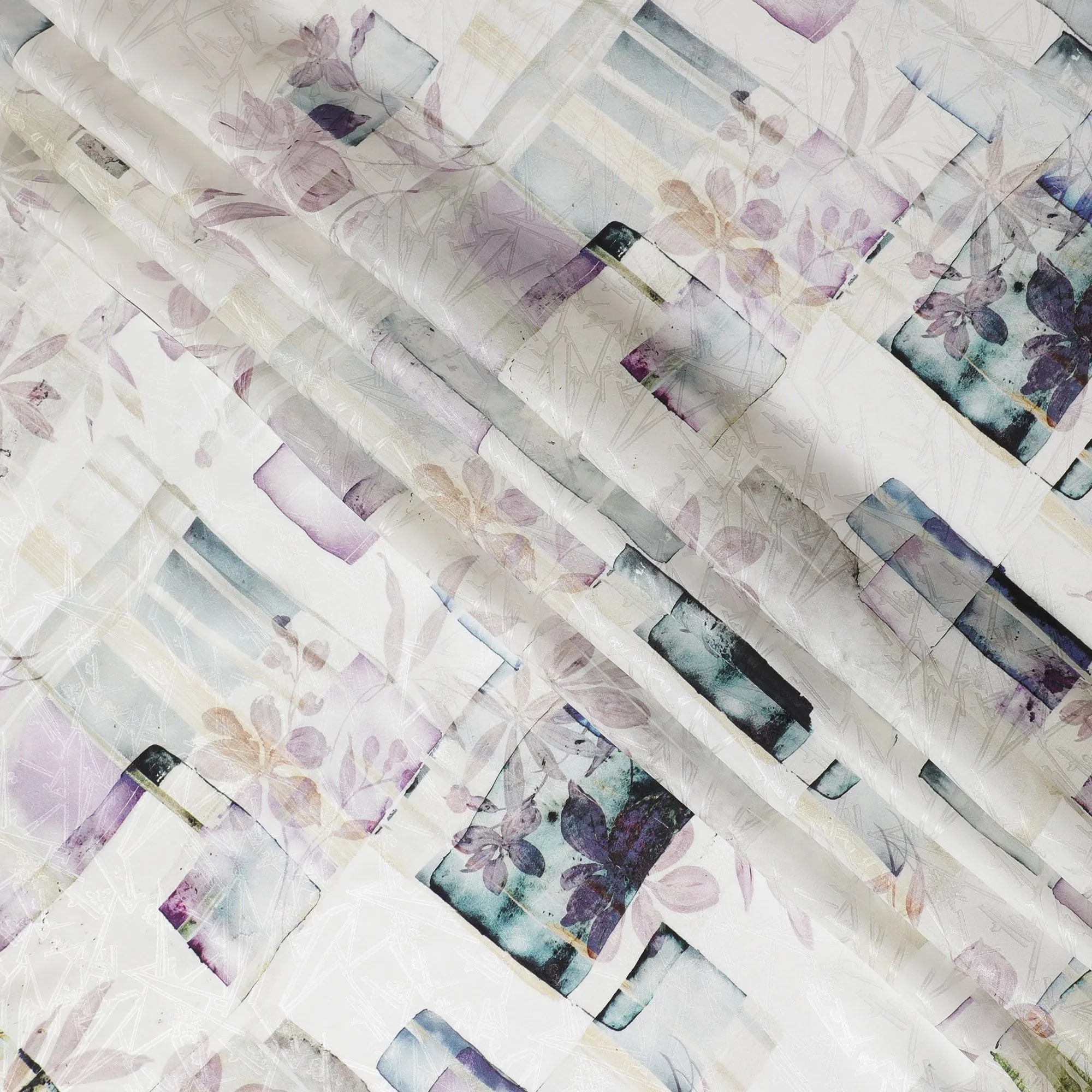 Off White Jacquard Silk Satin: Woven Luxury from South Korea - D17624