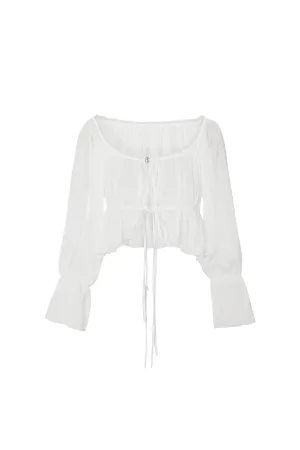 [PAIN OR PLEASURE] SS 24 MERMAID SHEER CARDIGAN white