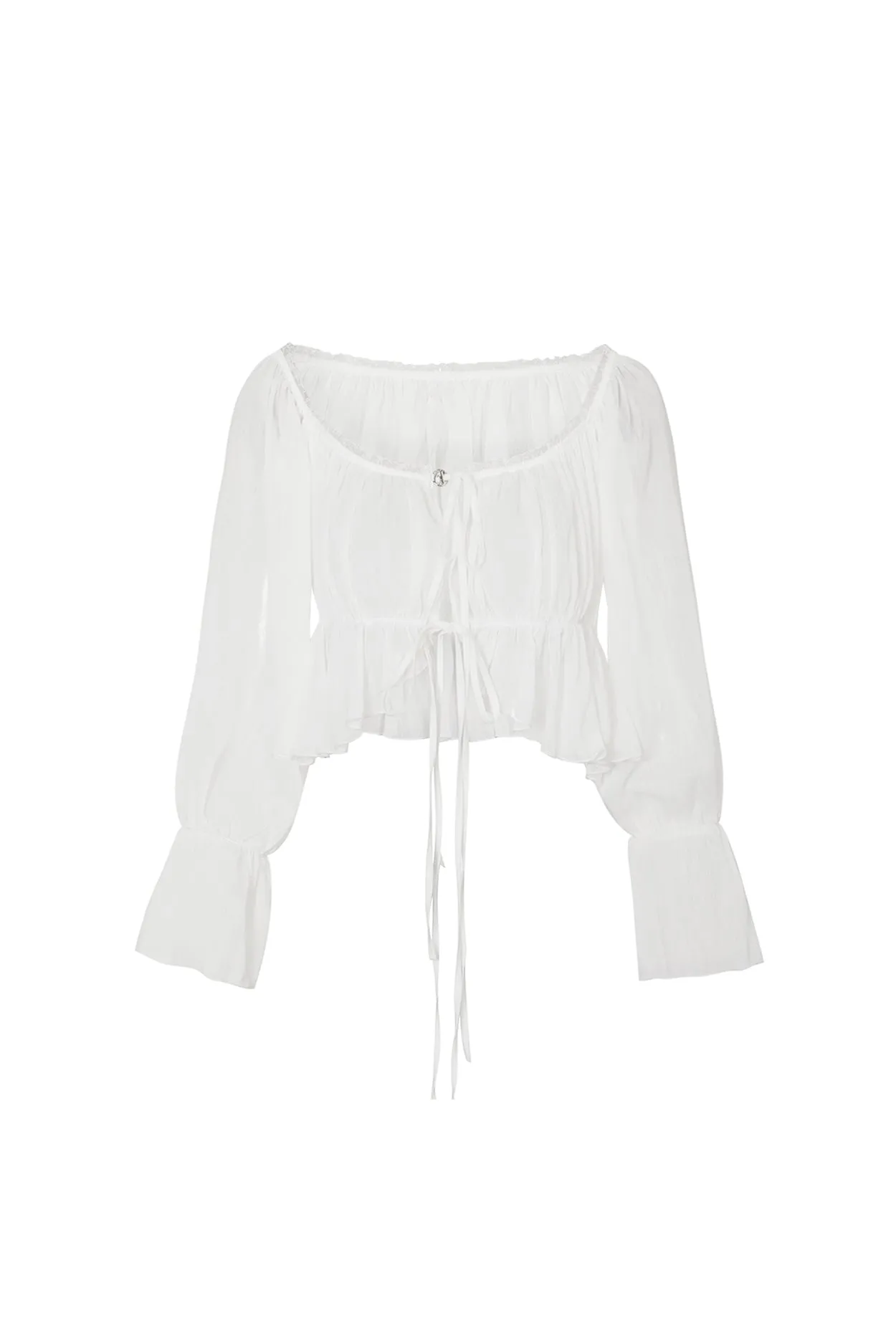 [PAIN OR PLEASURE] SS 24 MERMAID SHEER CARDIGAN white