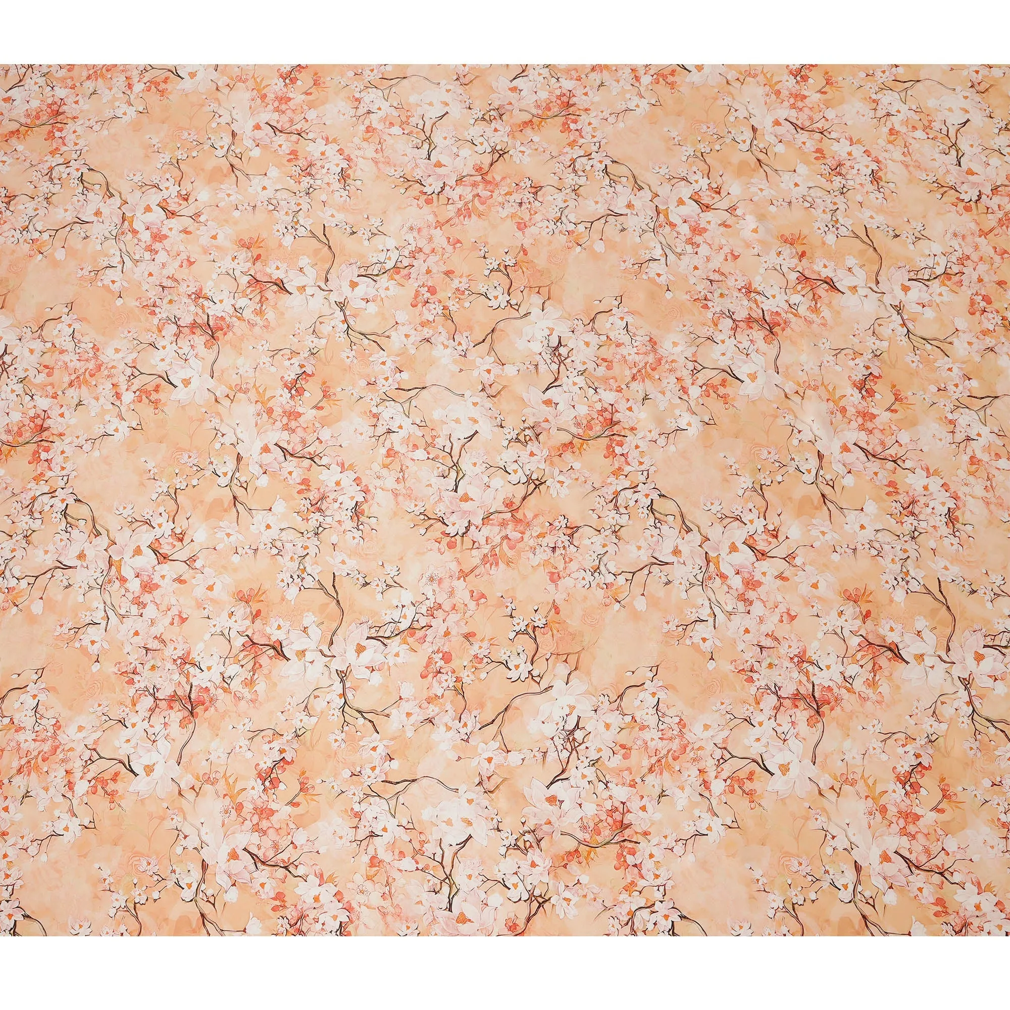 Peach Blossom Pure Silk Satin Fabric - 140 cm Width, Made in Italy-D20732