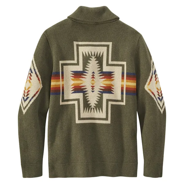 Pendleton Shawl Sweater - Green Harding