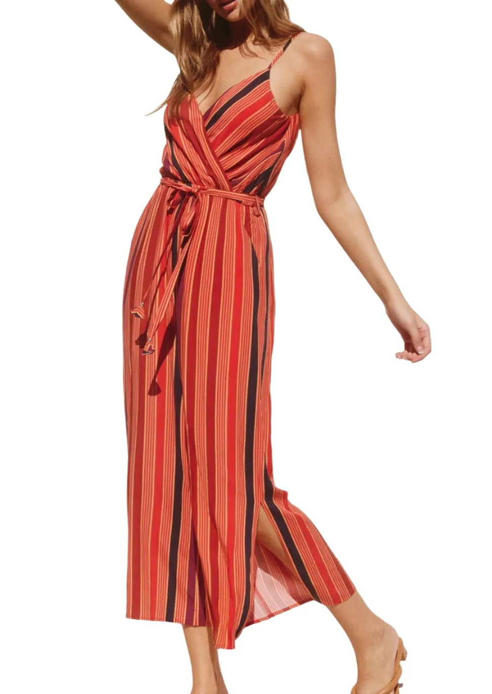 Piece of Heaven Striped Surplice Jumpsuit