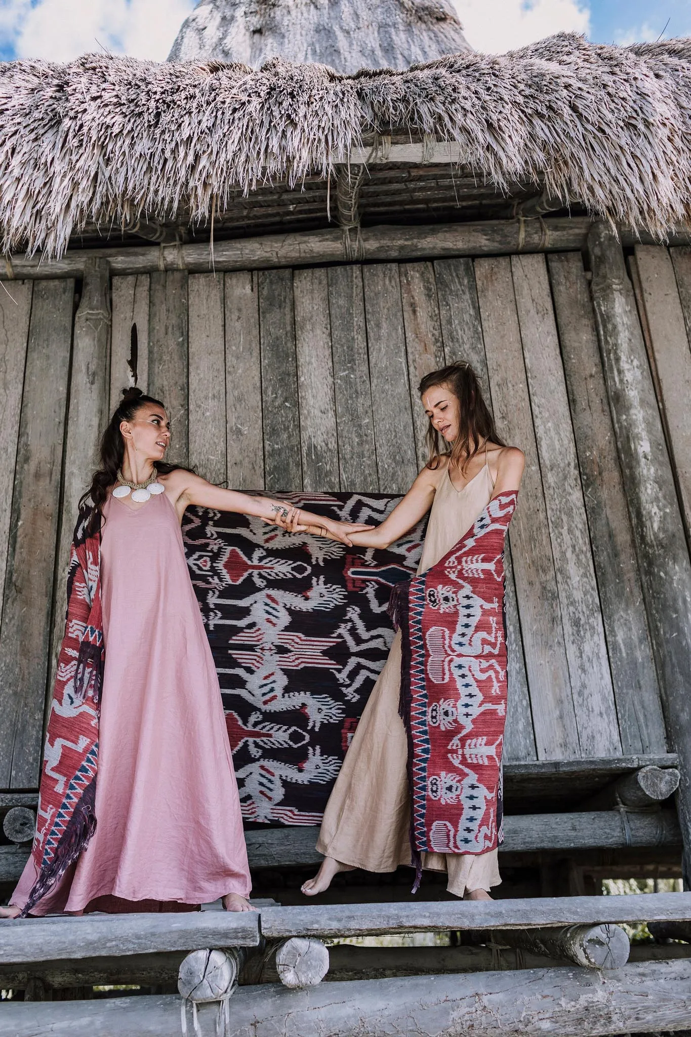 Pink Linen Boho Bridesmaid Slip Dress