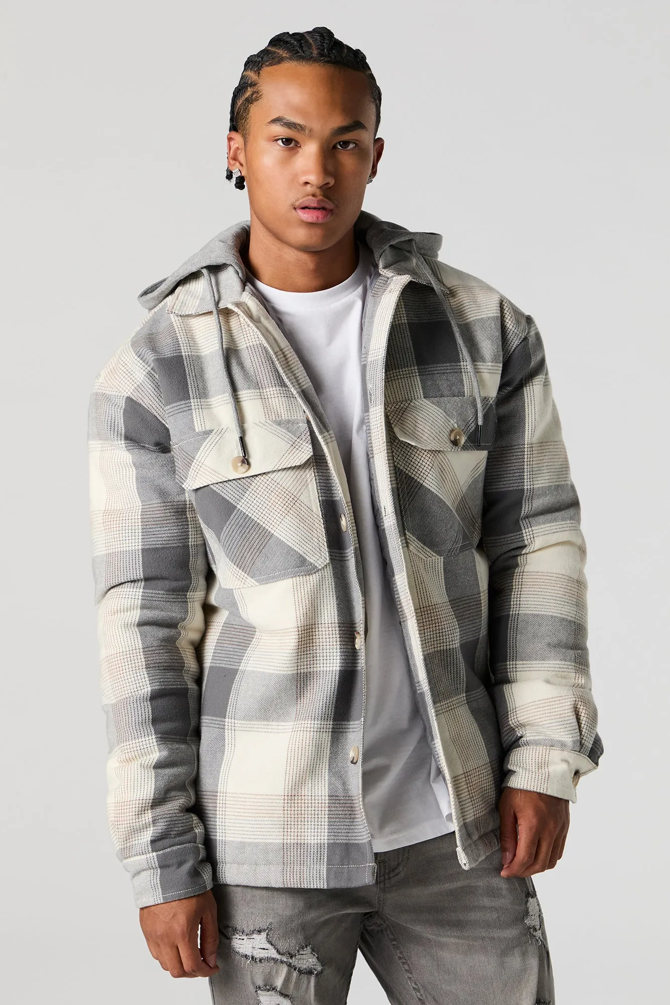 Plaid Hooded Shacket