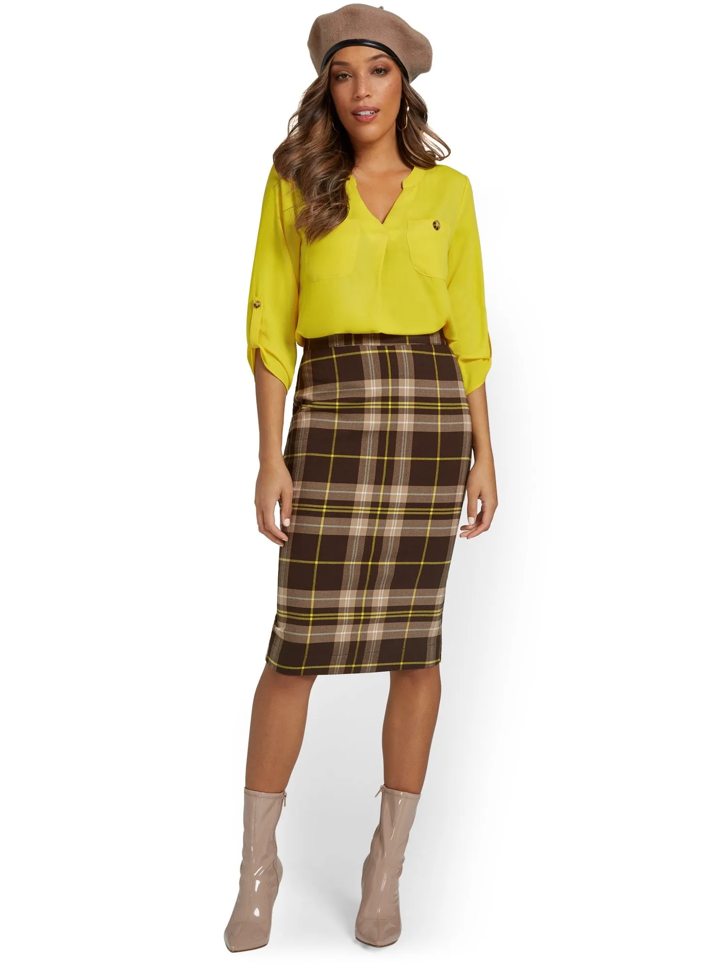 Plaid Pencil Skirt