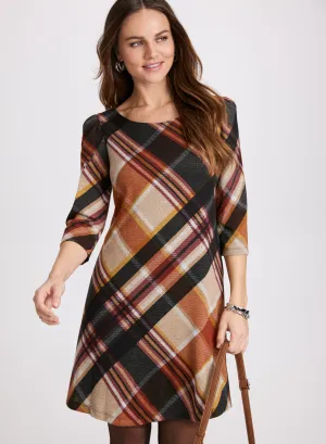 Plaid Print A-Line Dress