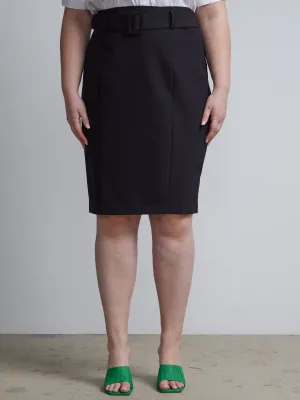 Plus Belted Seamed Pencil Skirt - Fit To Flatter