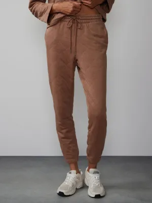 Quilted Drawstring Waist Sweatpants