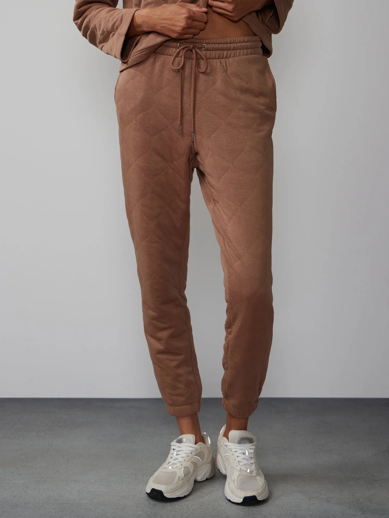 Quilted Drawstring Waist Sweatpants