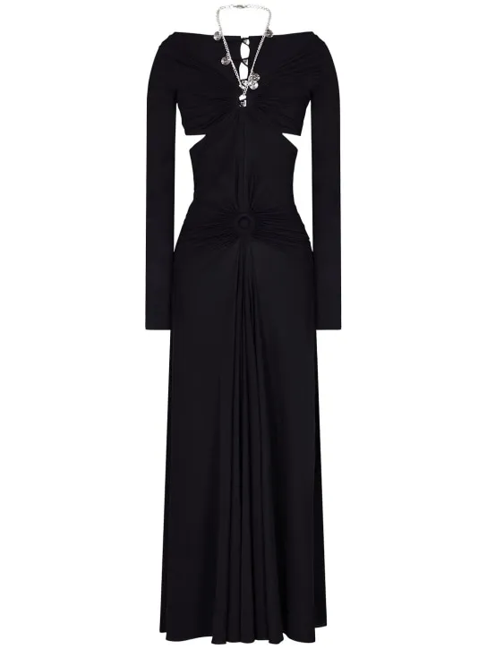 Rabanne   Jersey cutout halter neck long dress 