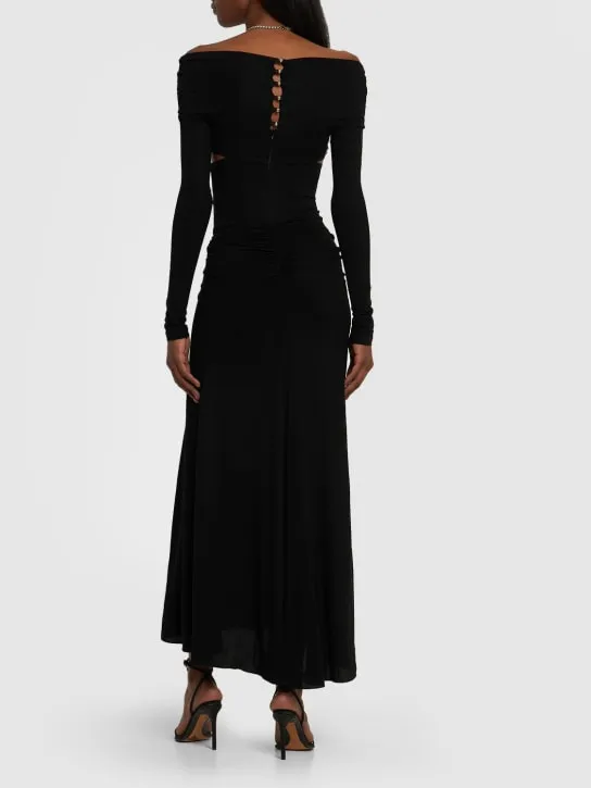 Rabanne   Jersey cutout halter neck long dress 