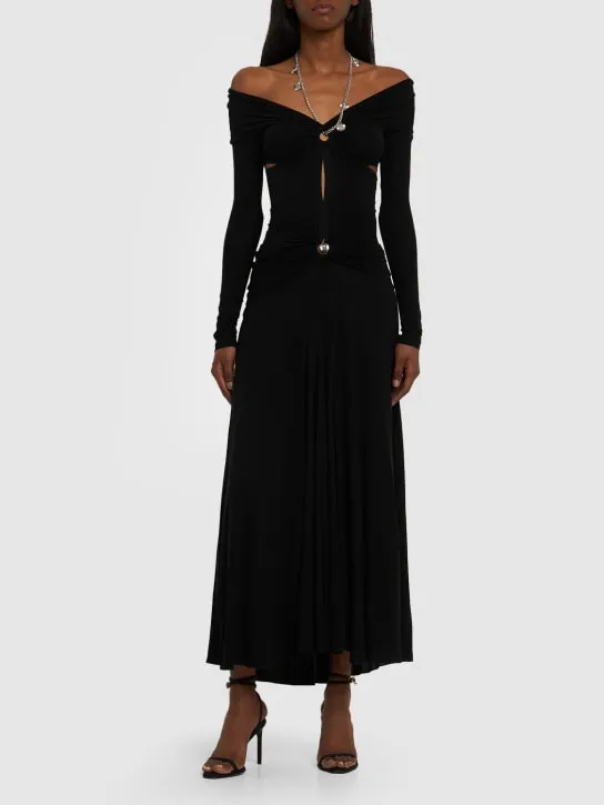 Rabanne   Jersey cutout halter neck long dress 