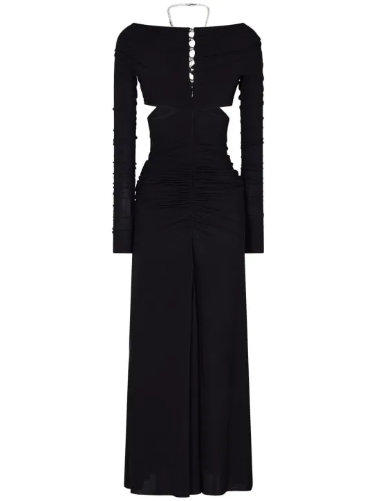 Rabanne   Jersey cutout halter neck long dress 