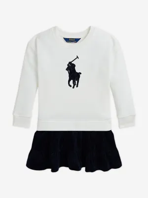 Ralph Lauren Girls Big Pony Sweater Dress in White