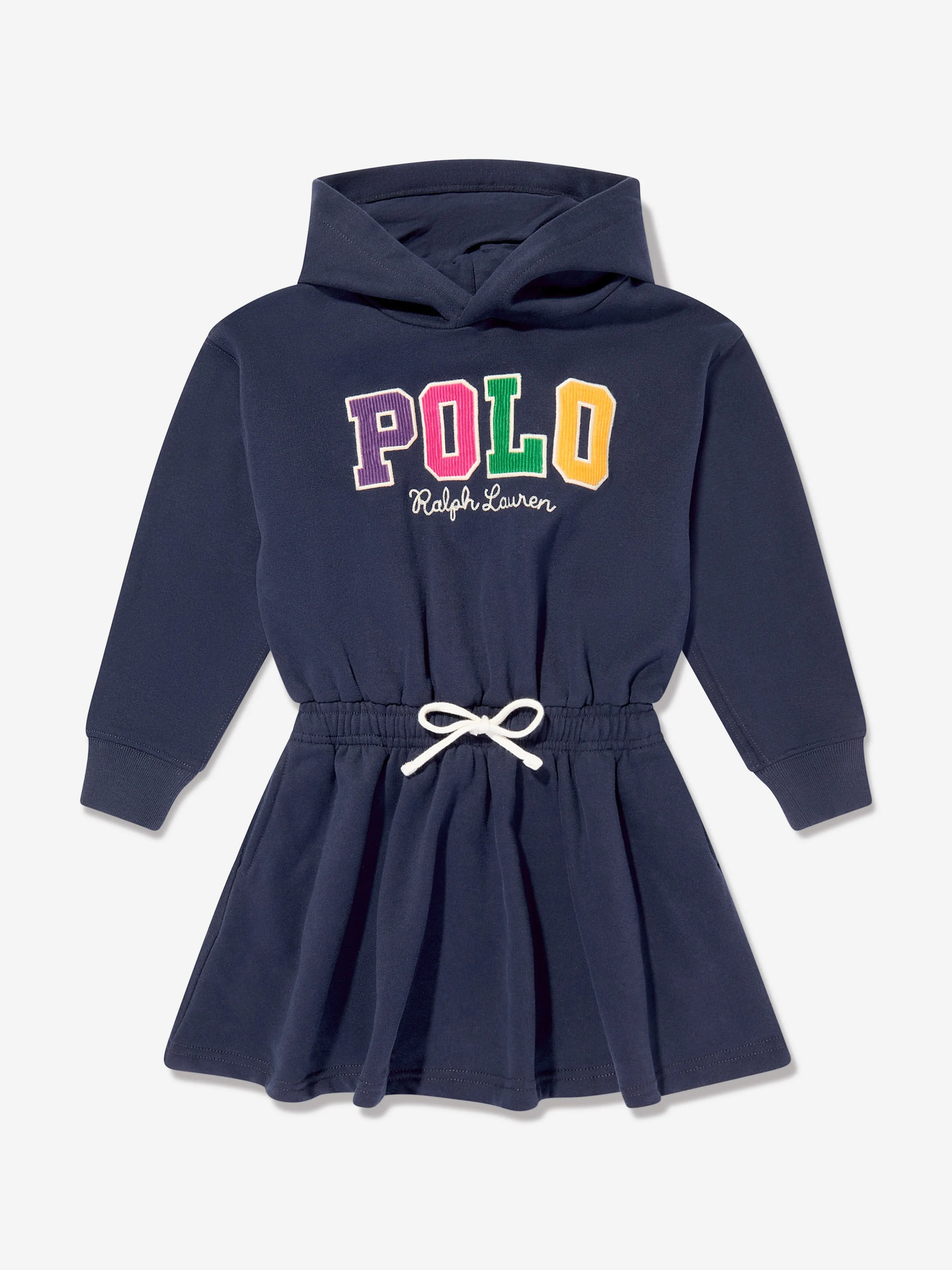 Ralph Lauren Girls Polo Hooded Sweater Dress in Navy