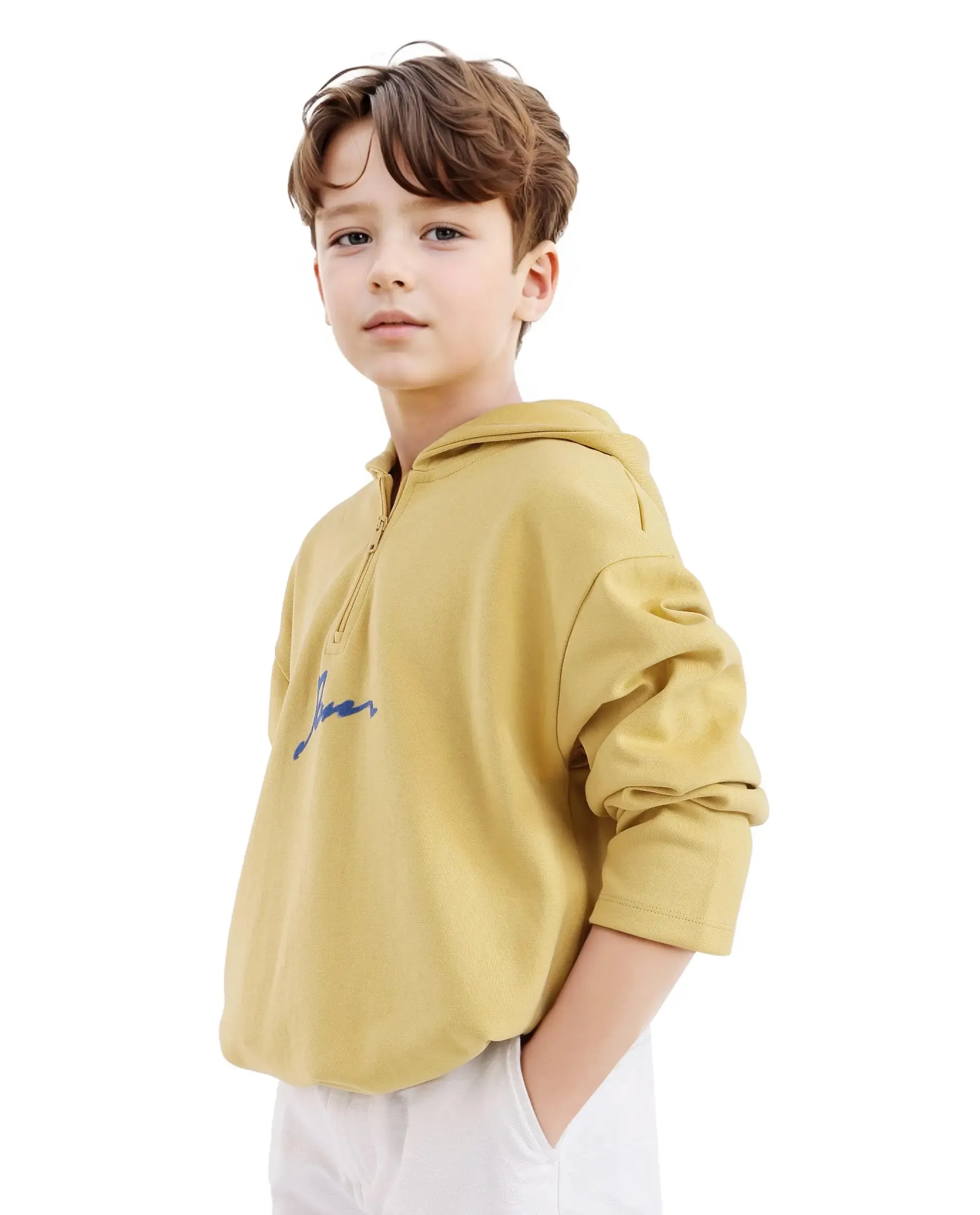 Rare Ones Kids Kanzy Yellow Cotton Poly Full Sleeve Flock Print Sweatshirt