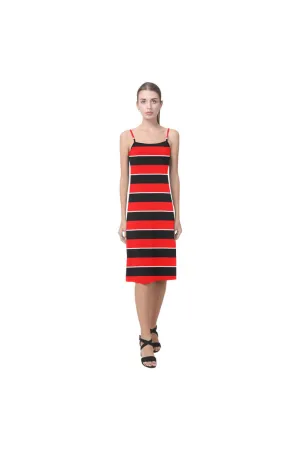 Red & Black Stripes Alcestis Slip Dress