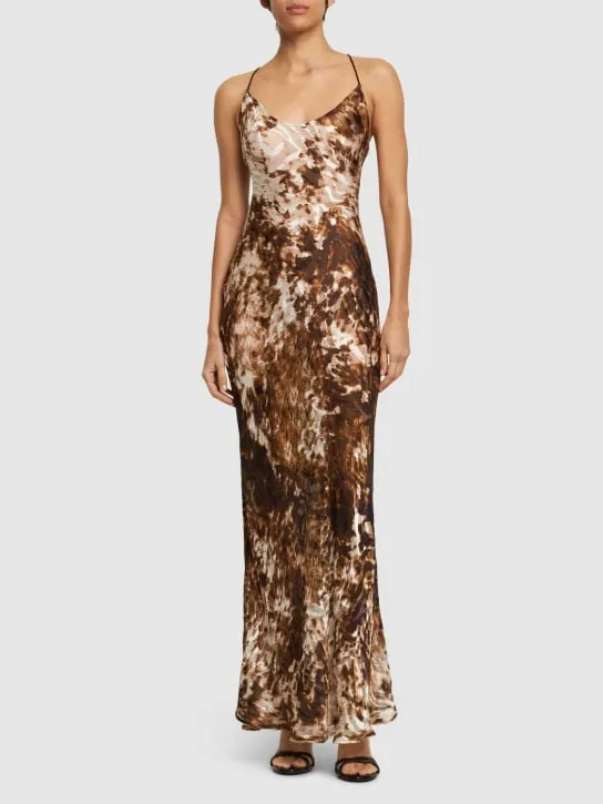 Roberto Cavalli   Appaloosa printed satin devoré dress 