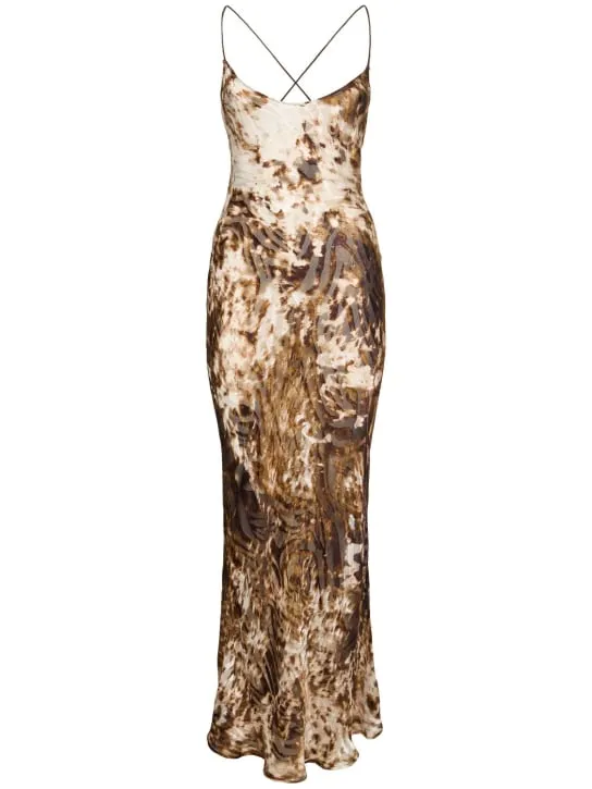 Roberto Cavalli   Appaloosa printed satin devoré dress 