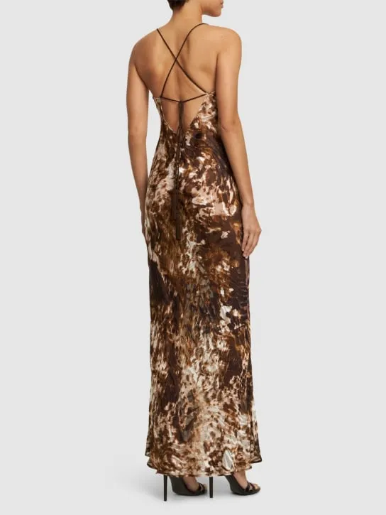 Roberto Cavalli   Appaloosa printed satin devoré dress 