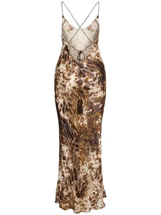 Roberto Cavalli   Appaloosa printed satin devoré dress 