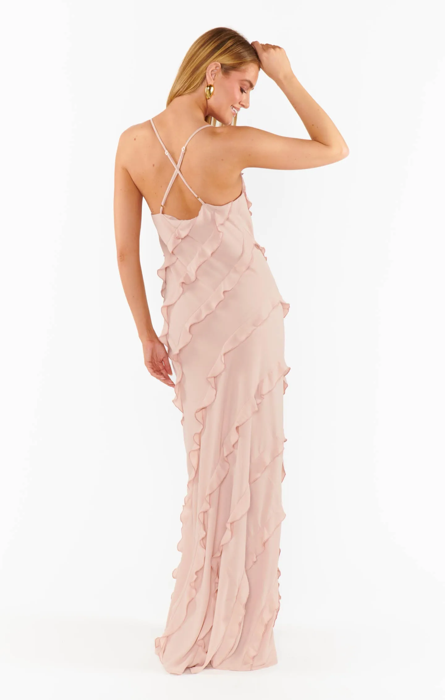 Romance Ruffle Dress ~ Dusty Blush Crisp