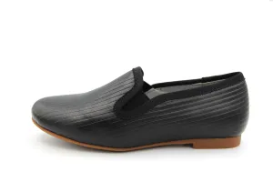 Ruby  Black Embossed Stripe Slip On 409