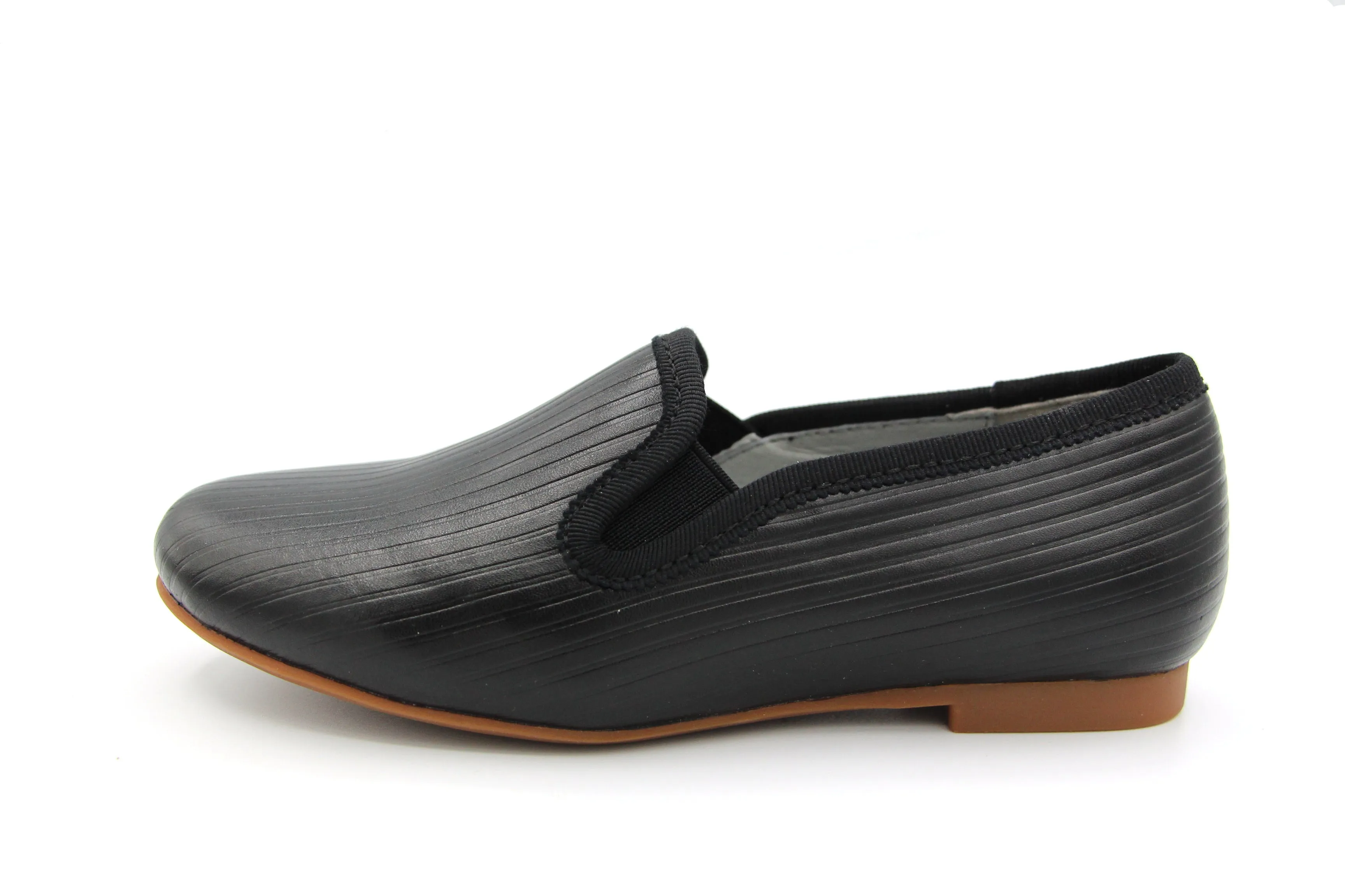 Ruby  Black Embossed Stripe Slip On 409