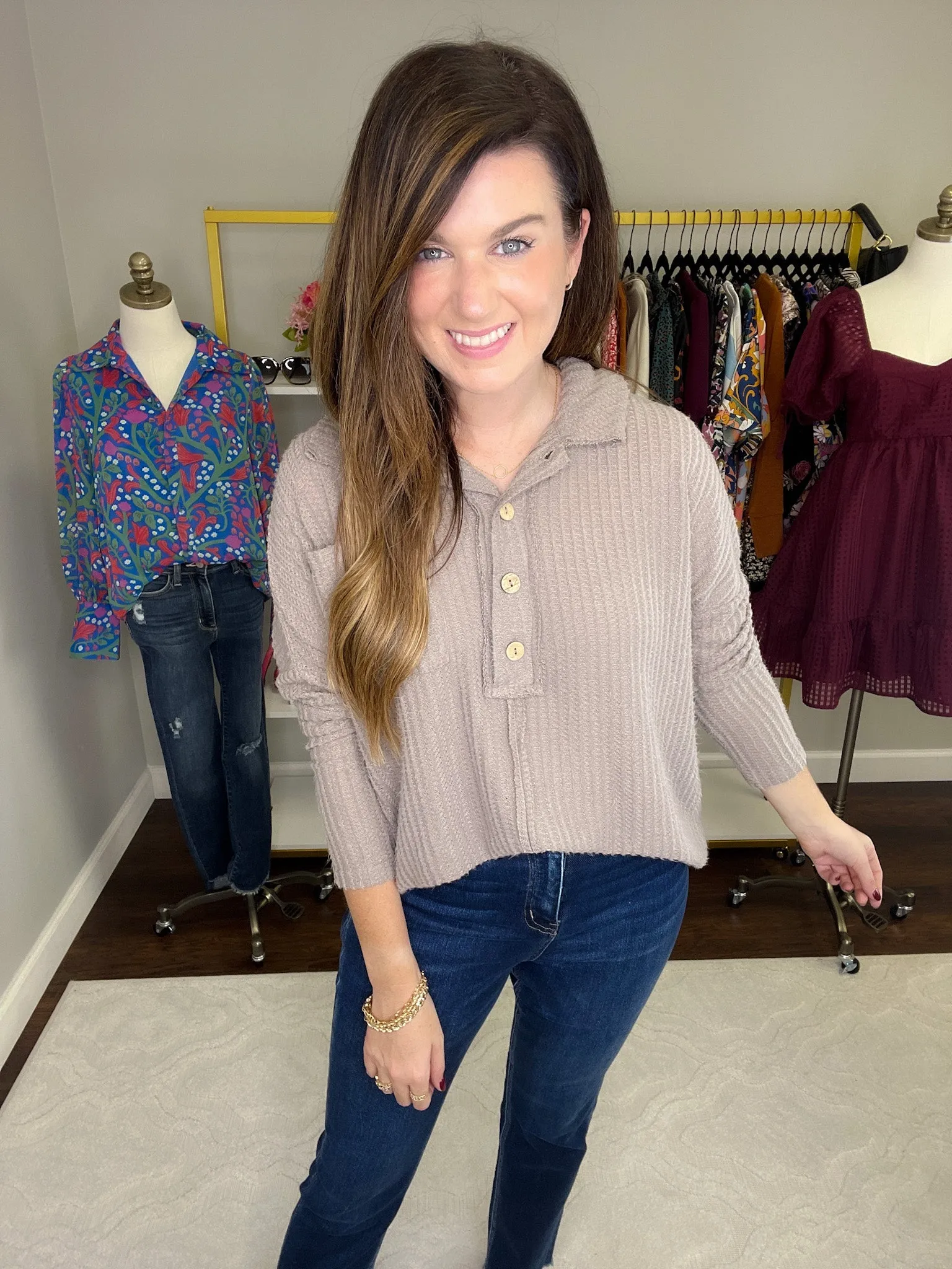 SALE! Cider Sips Top in Mocha