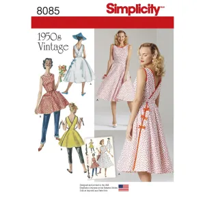 Simplicity Pattern 8085 Women's Vintage 1950's Wrap Dress in Two Lengths