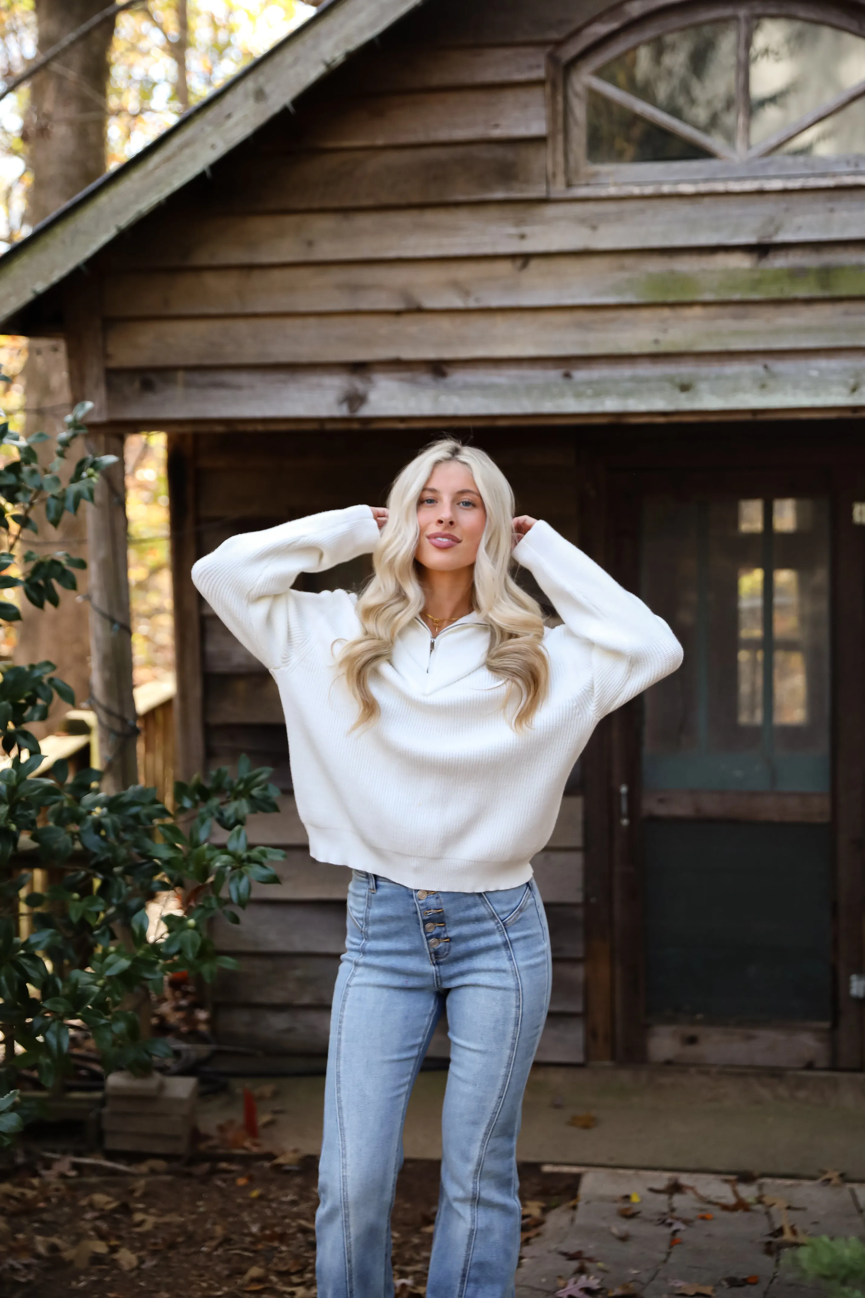 Simply Elevated White Collared Sweater