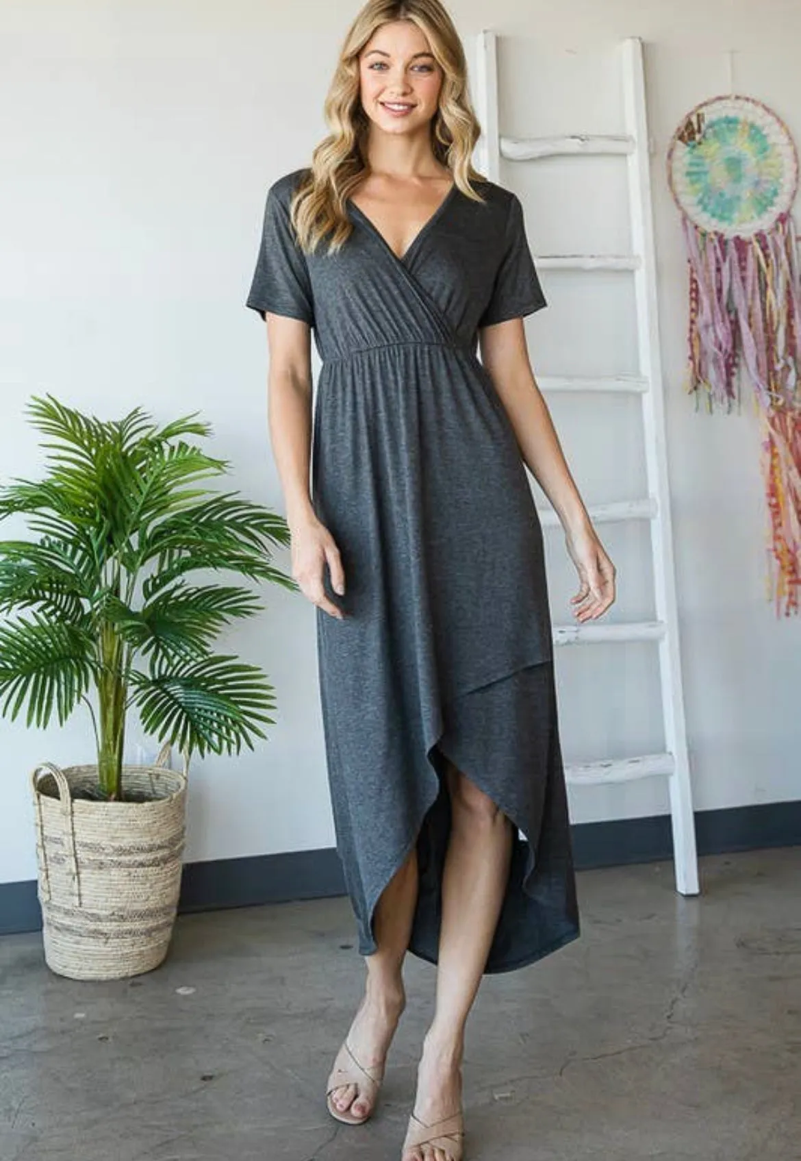 Siren Signals Wrap Maxi Dress in black