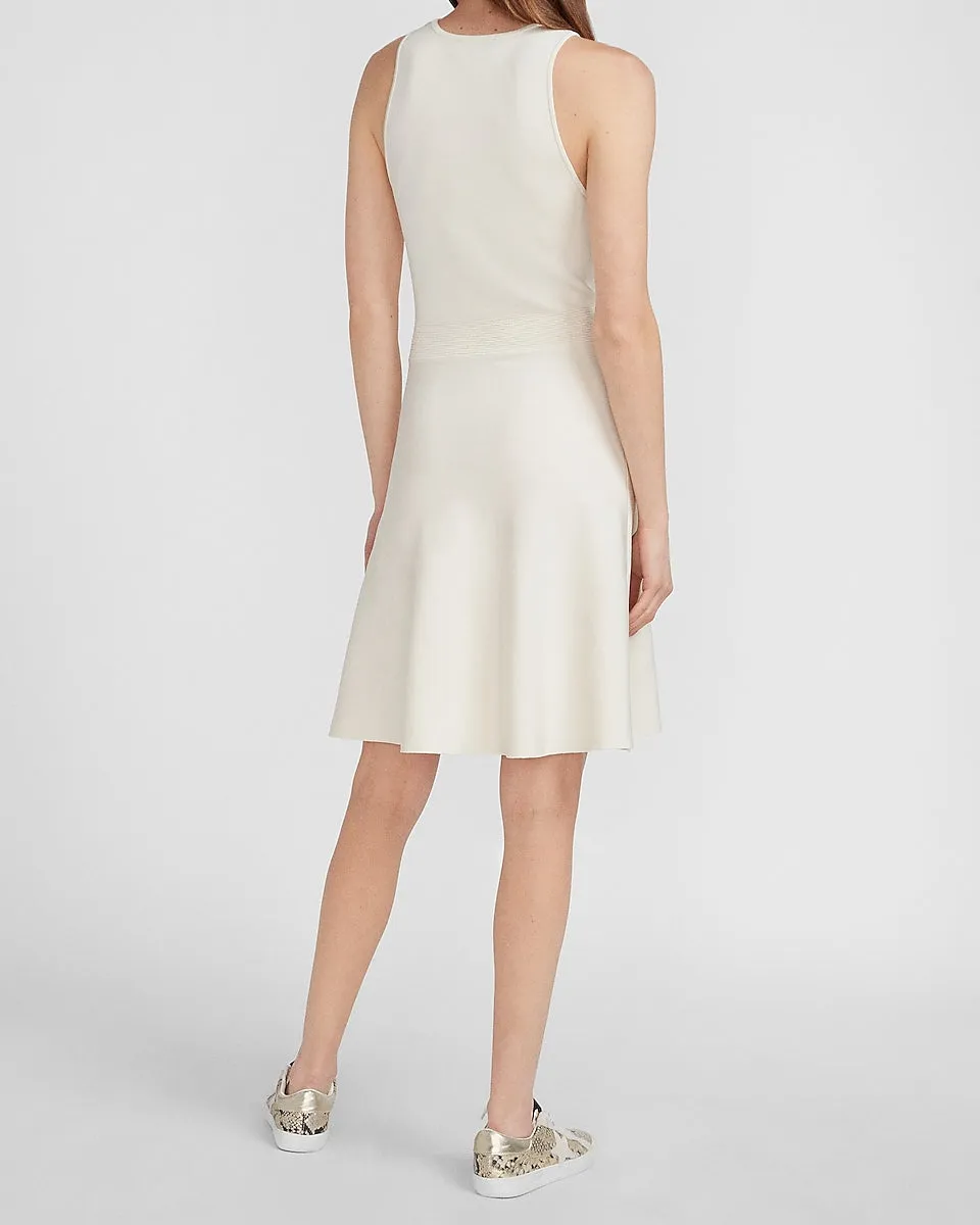 Sleeveless Fit And Flare Sweater Dress in Swan