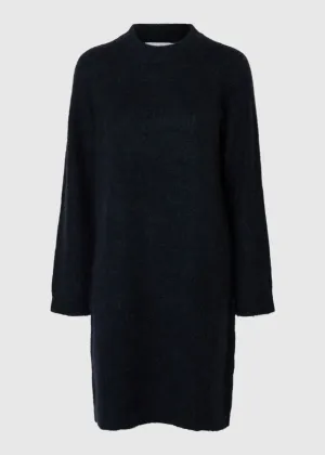 SLFULU HIGH NECK KNITTED DRESS | DARK SAPPHIRE