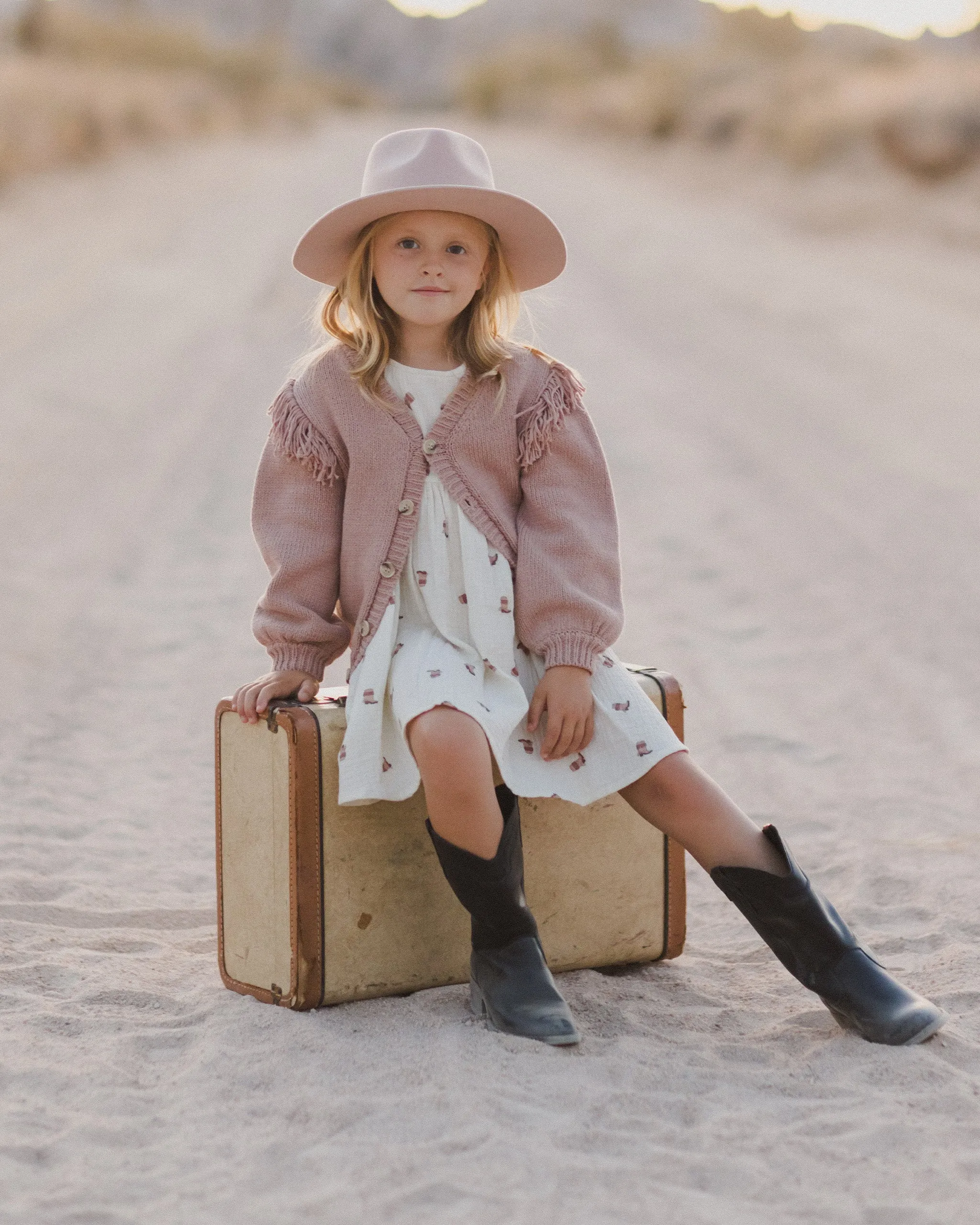 The Fringe Cardigan by Rylee   Cru - Rose - BABY