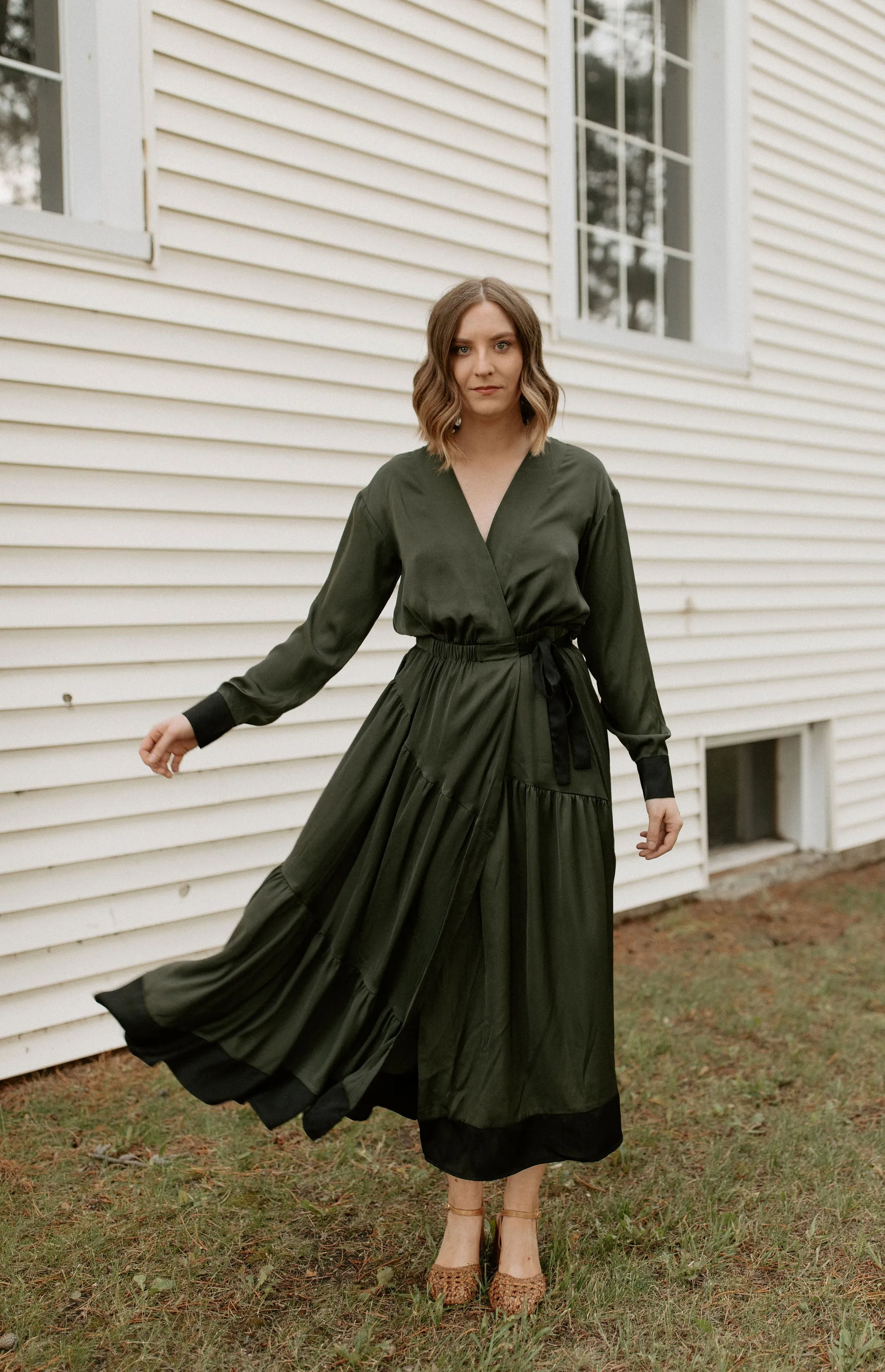 The Olive Wrap Maxi Dress