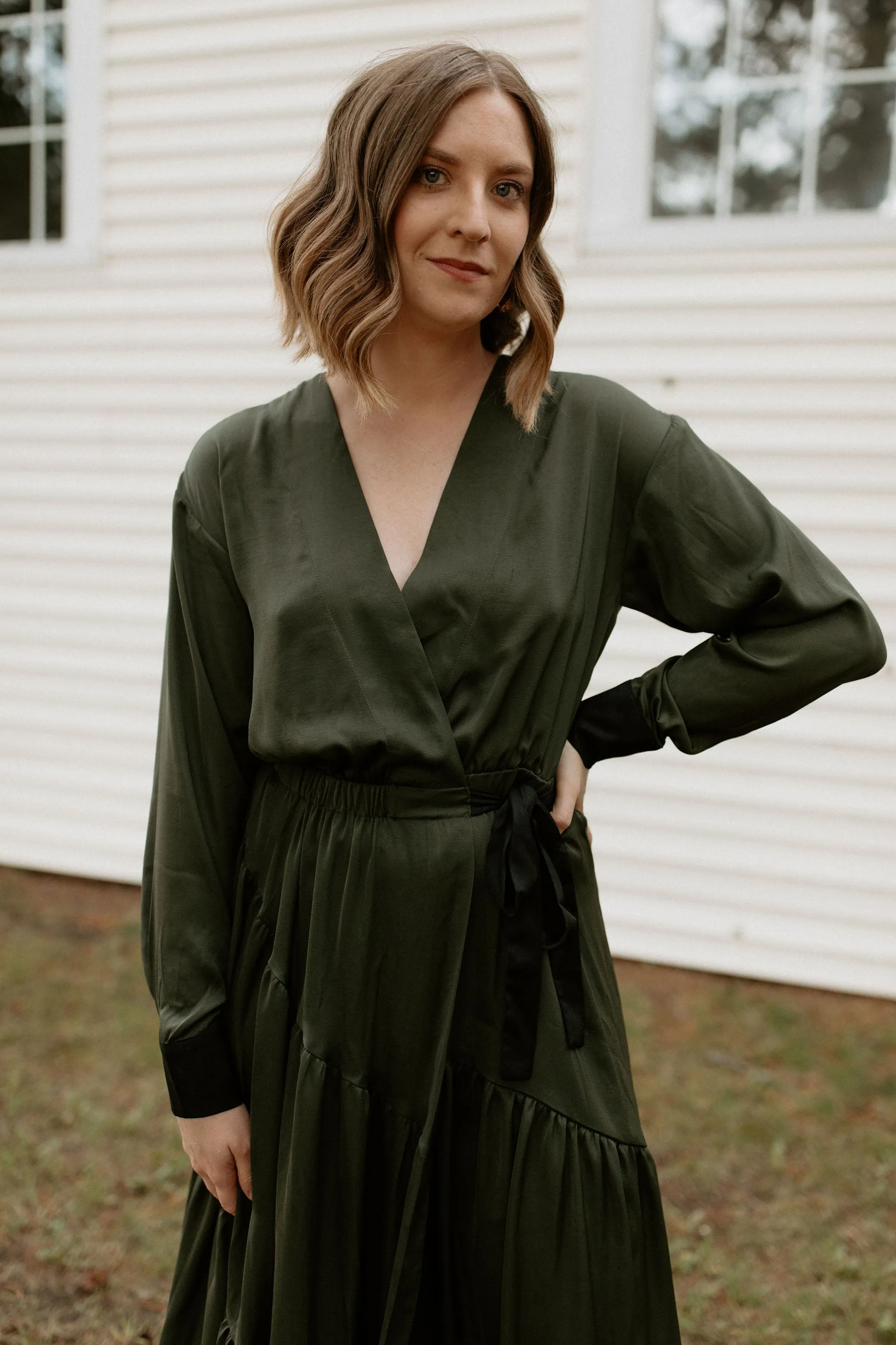 The Olive Wrap Maxi Dress