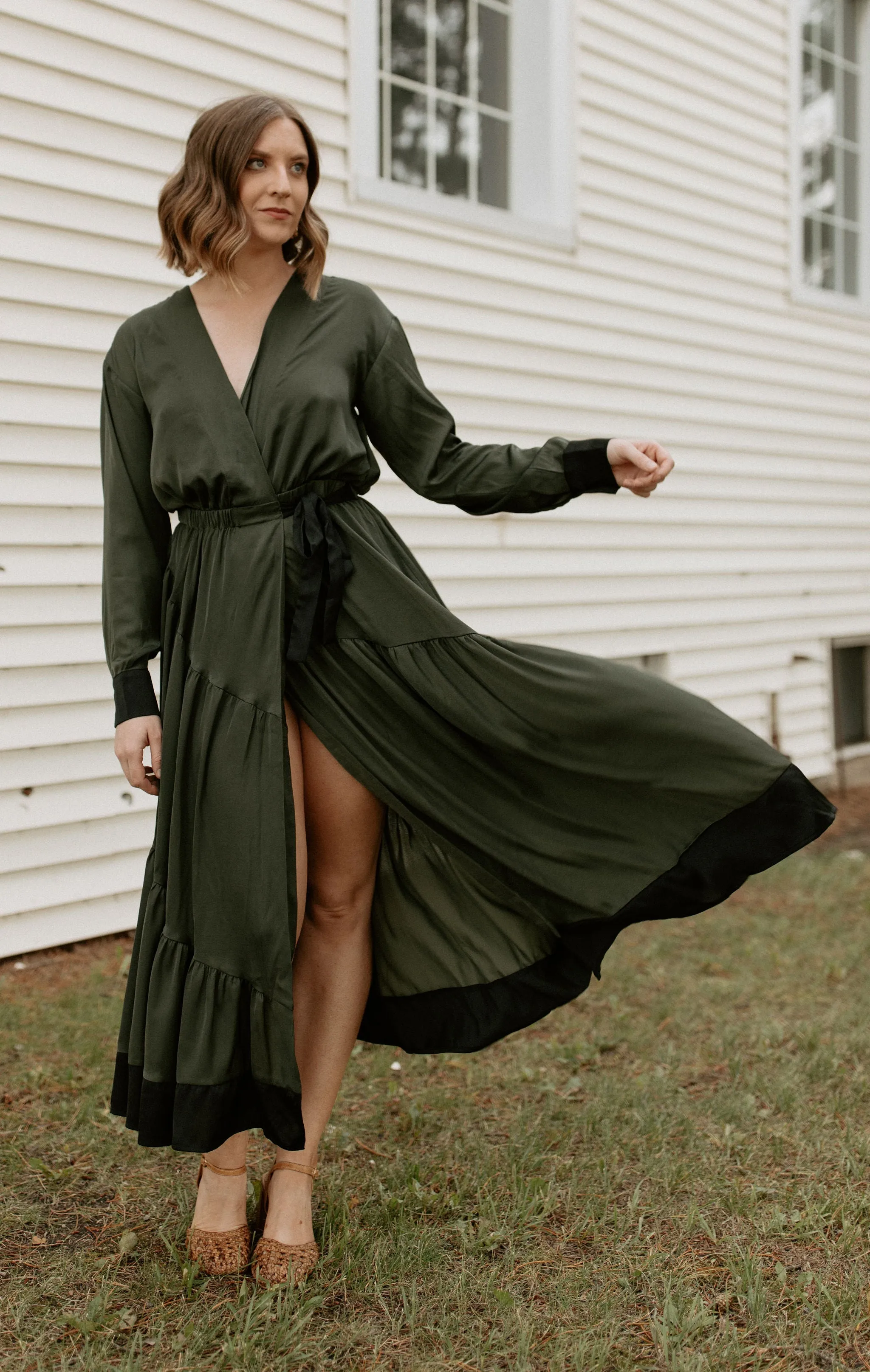 The Olive Wrap Maxi Dress