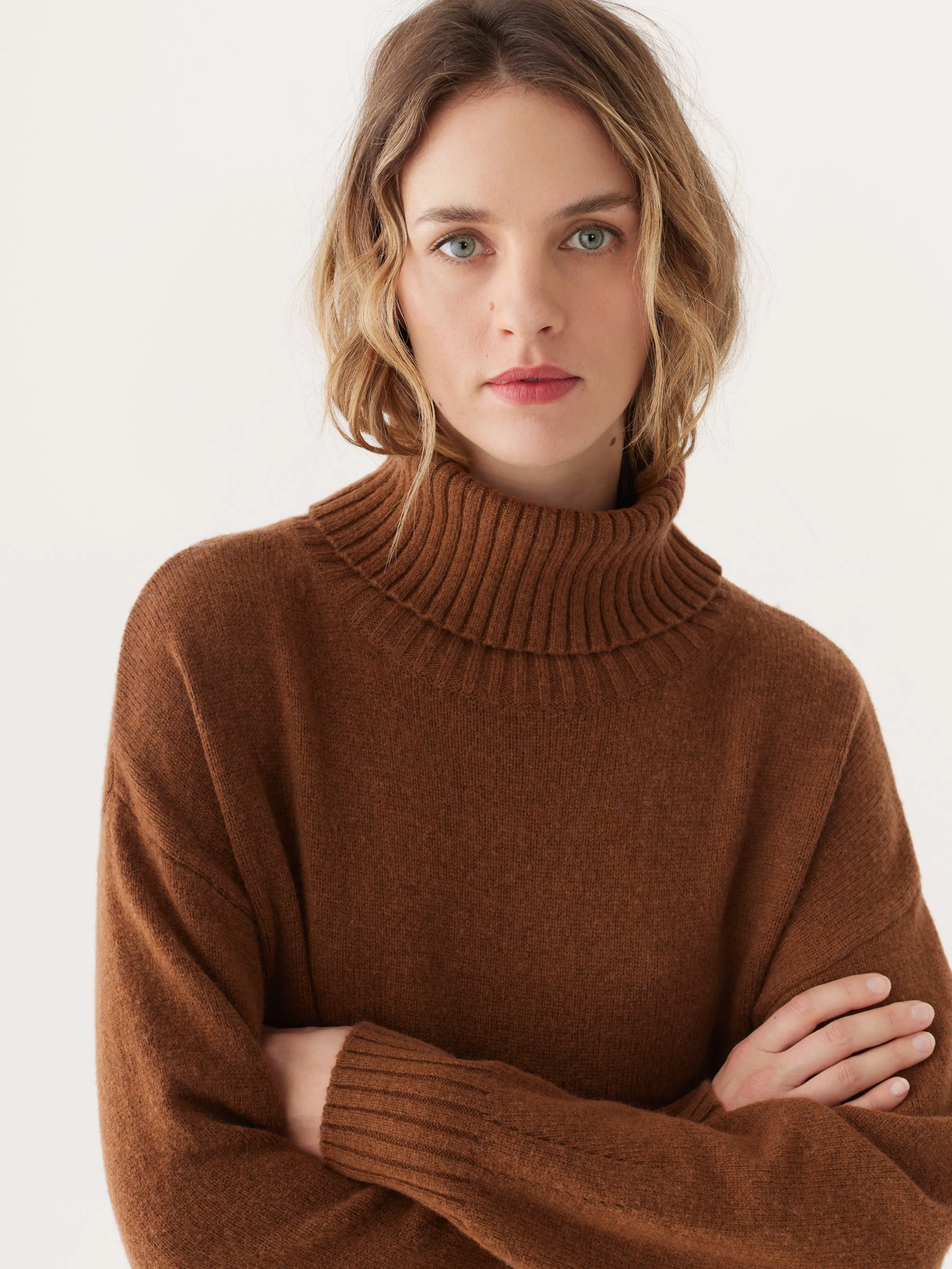 The Turtleneck Sweater Dress in Caramel