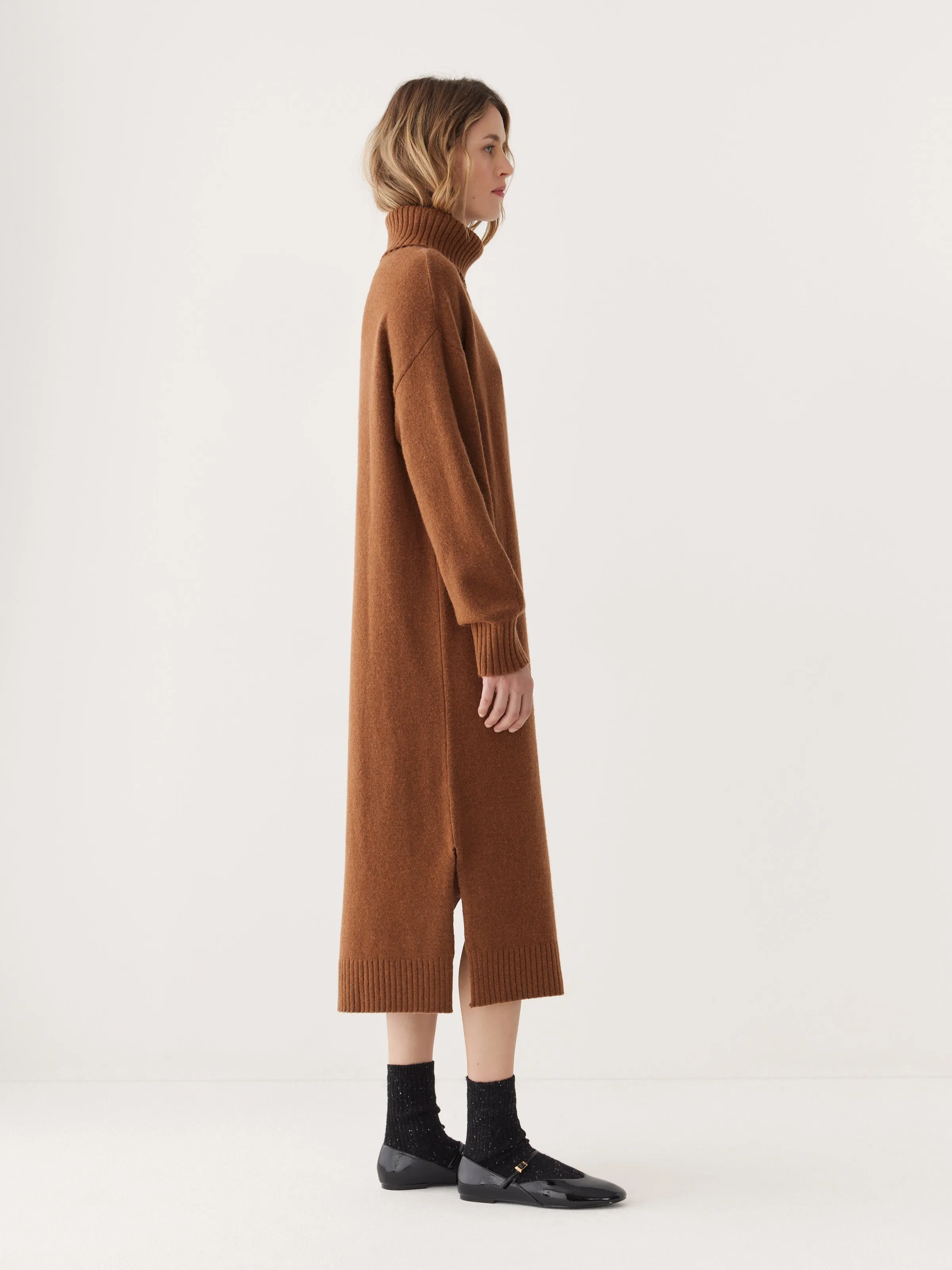 The Turtleneck Sweater Dress in Caramel