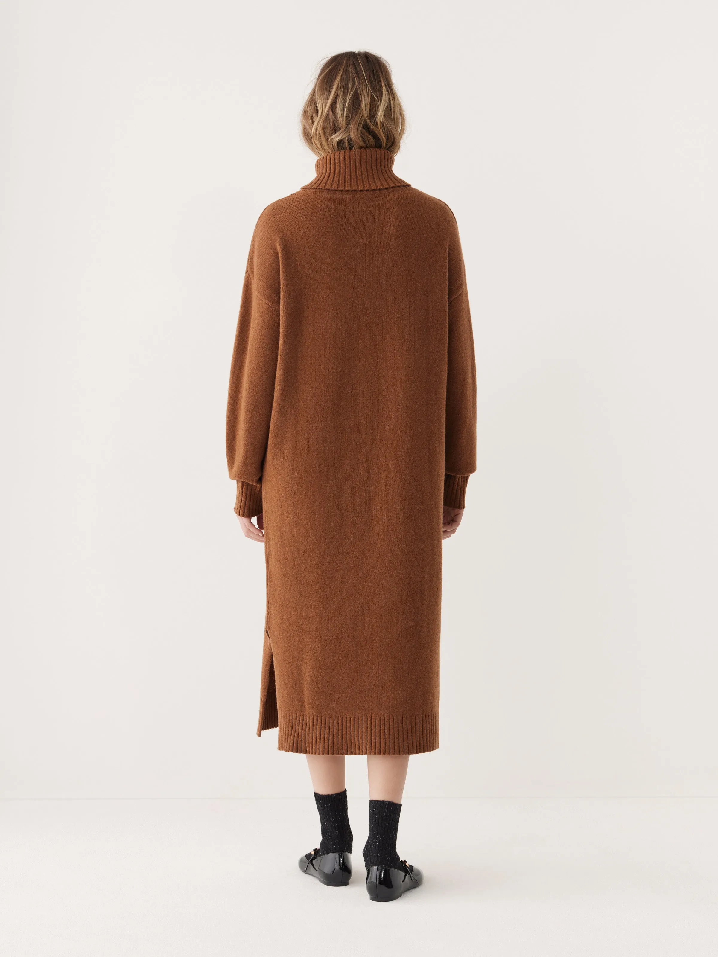 The Turtleneck Sweater Dress in Caramel