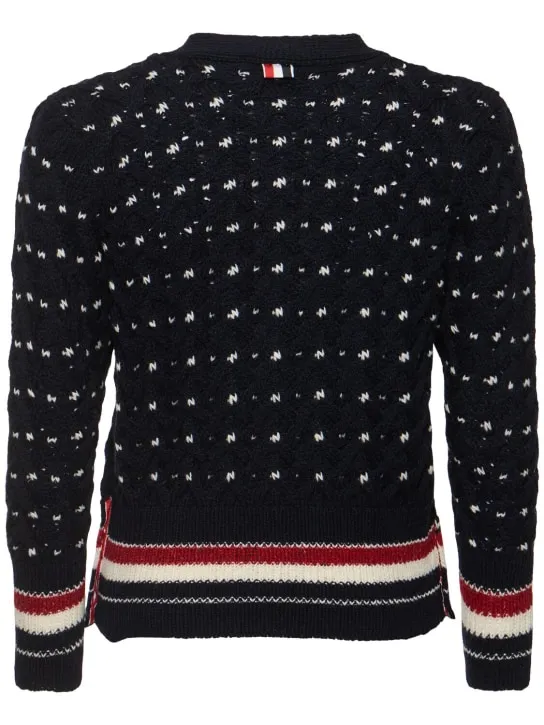 Thom Browne   All over cable stitch classic cardigan 