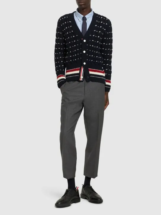 Thom Browne   All over cable stitch classic cardigan 